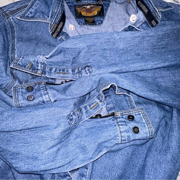 Harley Davidson Vintage Denim Button-Up Shirt - Picture 7 of 7